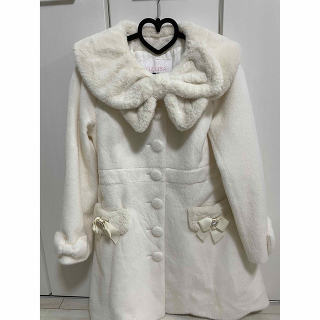 美品】LIZLISA Aラインコート 花柄ファー襟 free size 花柄ファー