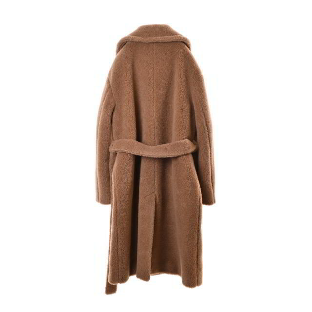 Solleciti キャメル シルク ボア ダブルブレスト ベルテッド コートの