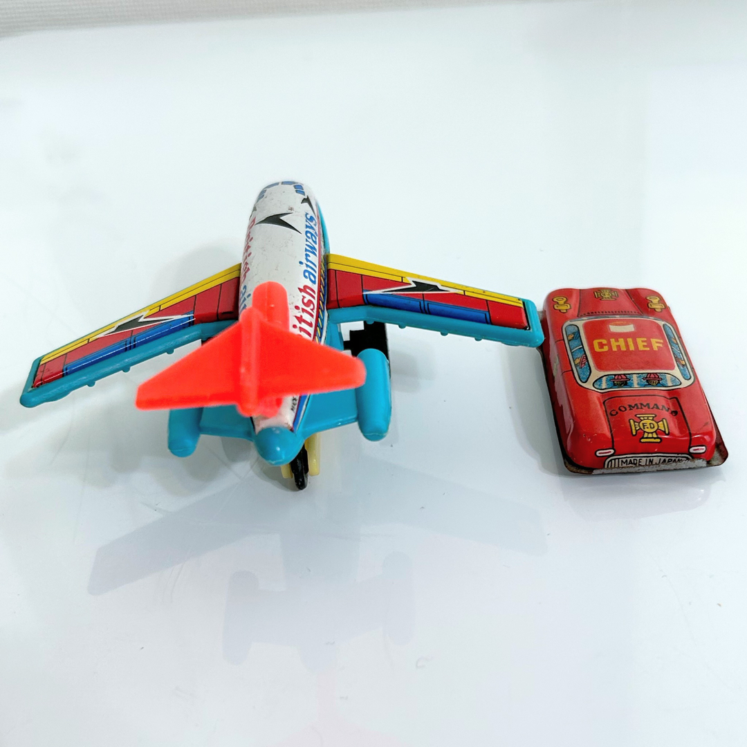 ブリキおもちゃ2個セット 飛行機 車 日本製 昭和レトロ アンティーク