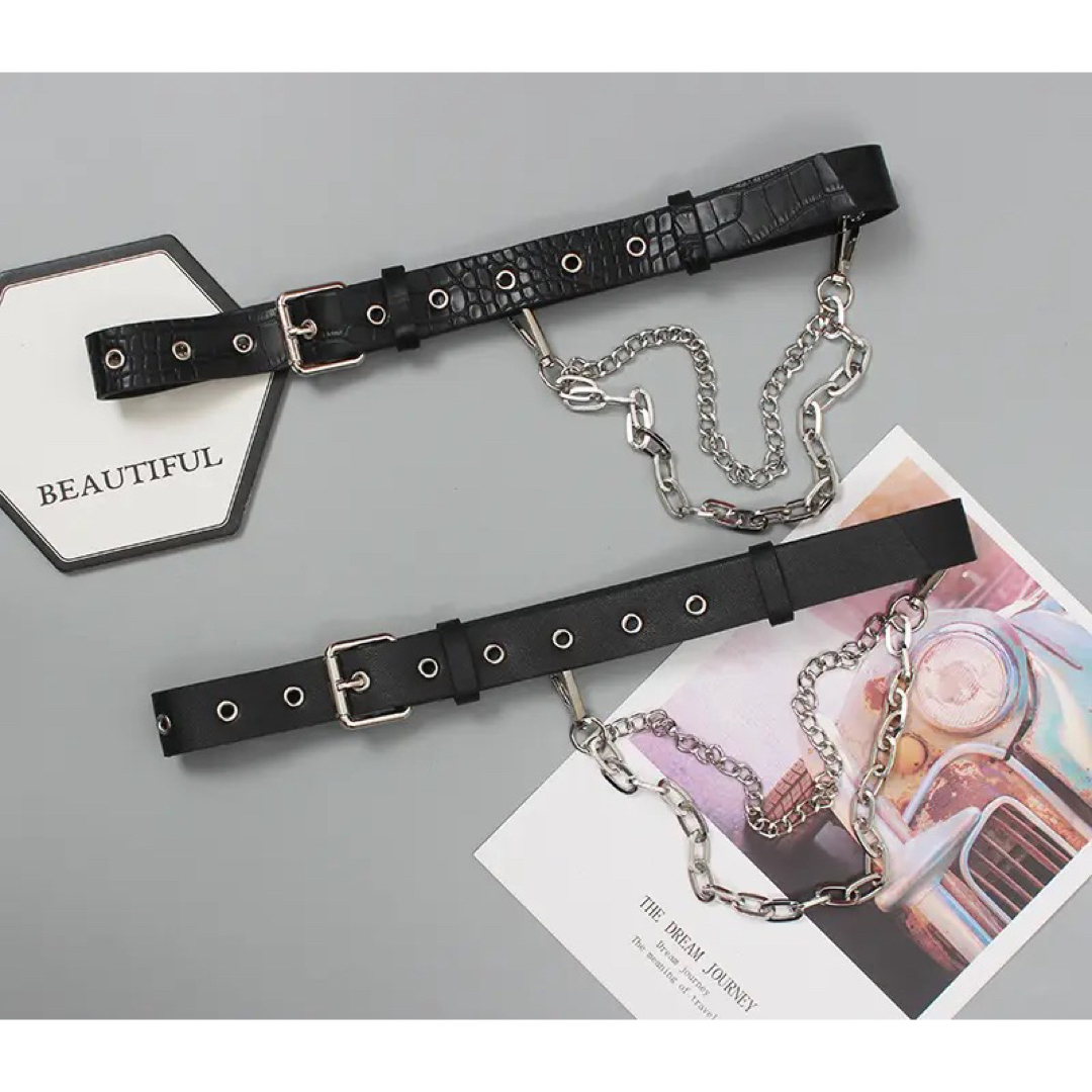 レディース ベルト チェーンベルト レザーベルト かっこいい ゴシック