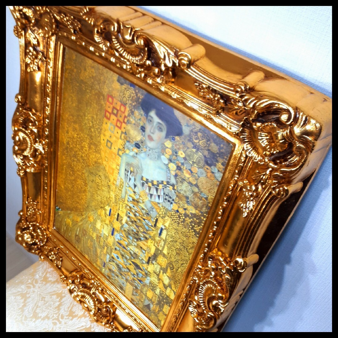 グスタフクリムト作画 絵画 バウアーの肖像 良質キャンバス 豪華 金箔