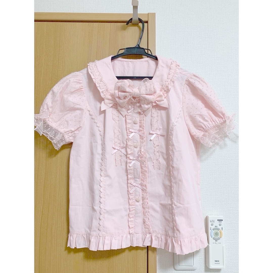 angelic pretty 半袖黒×ピンクブラウス