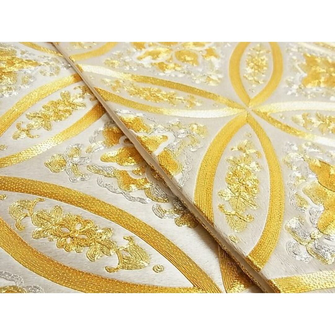 平和屋本店□最高級 太鼓柄袋帯 総駒刺繍 七宝大華文 金銀糸 共箱付き