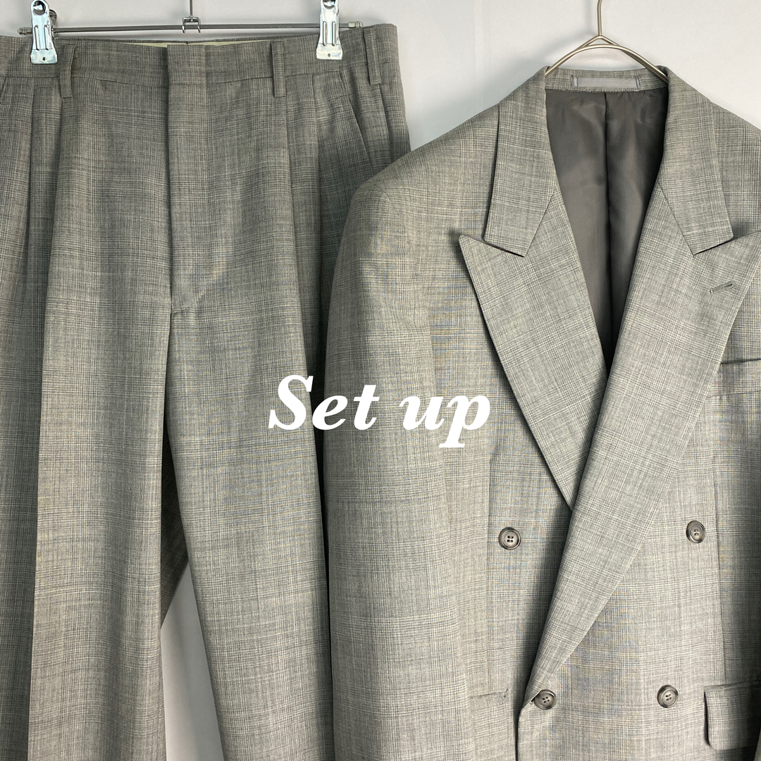 ヴィンテージ スーツ 成人式 セレモニー グレー 00s 90s ダブルスーツ