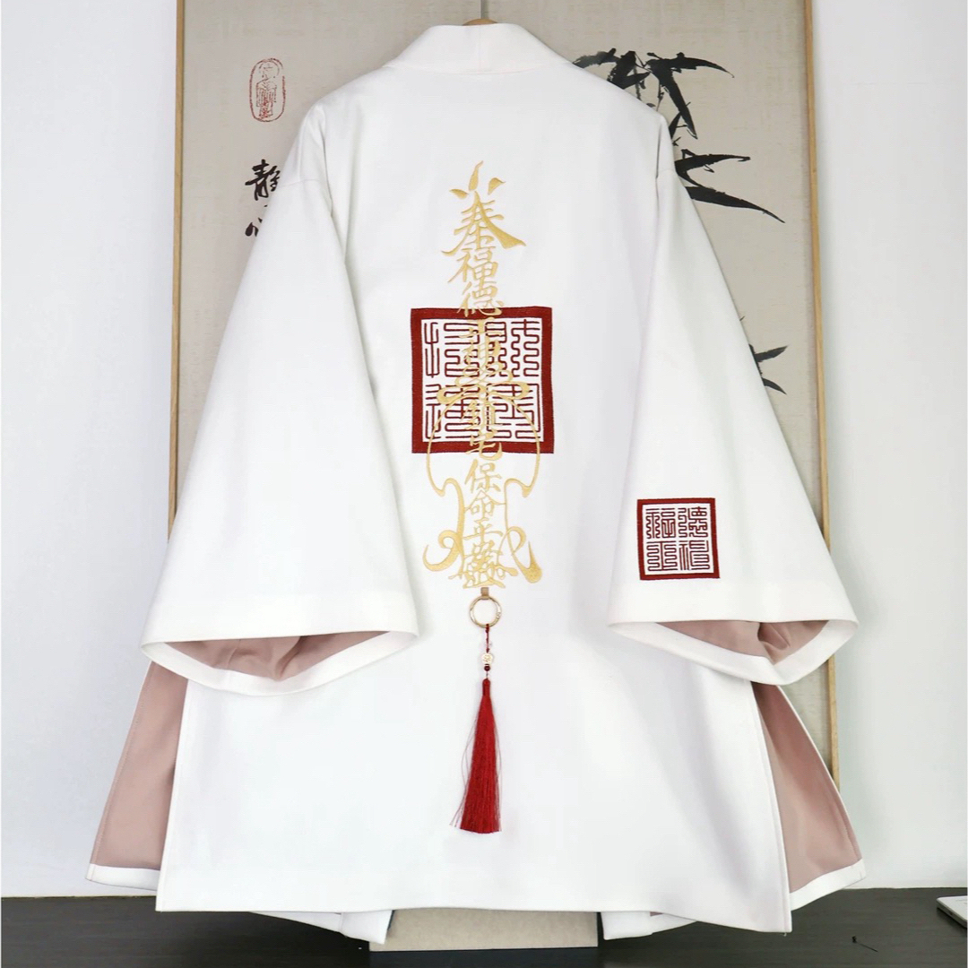 ふりふ - 風林火山 刺繍對襟褙子 赤白金色アウター 侘び寂び 新中式