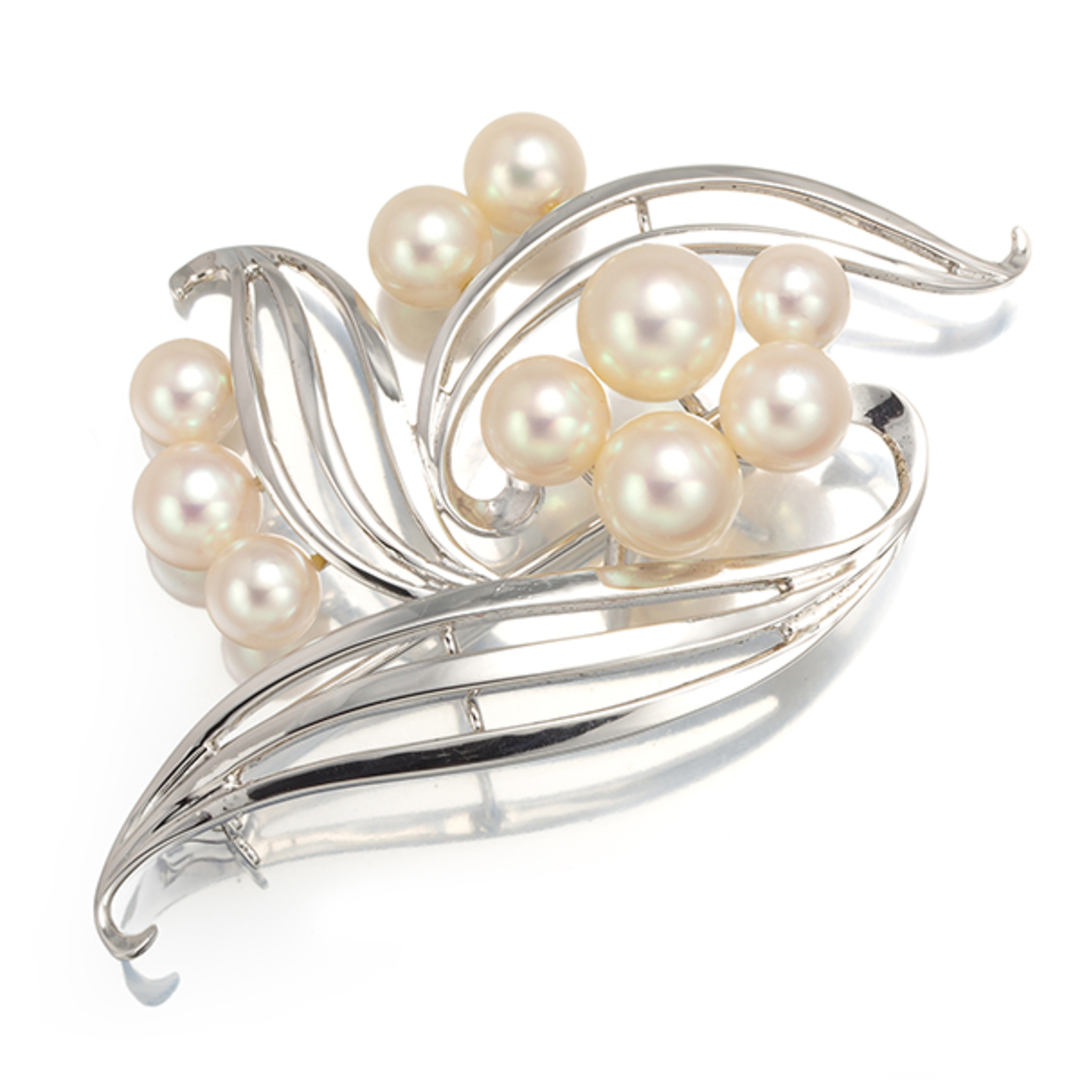 MIKIMOTO - ミキモト ブローチ パール 真珠 5.6-7.8mm フラワー リーフ