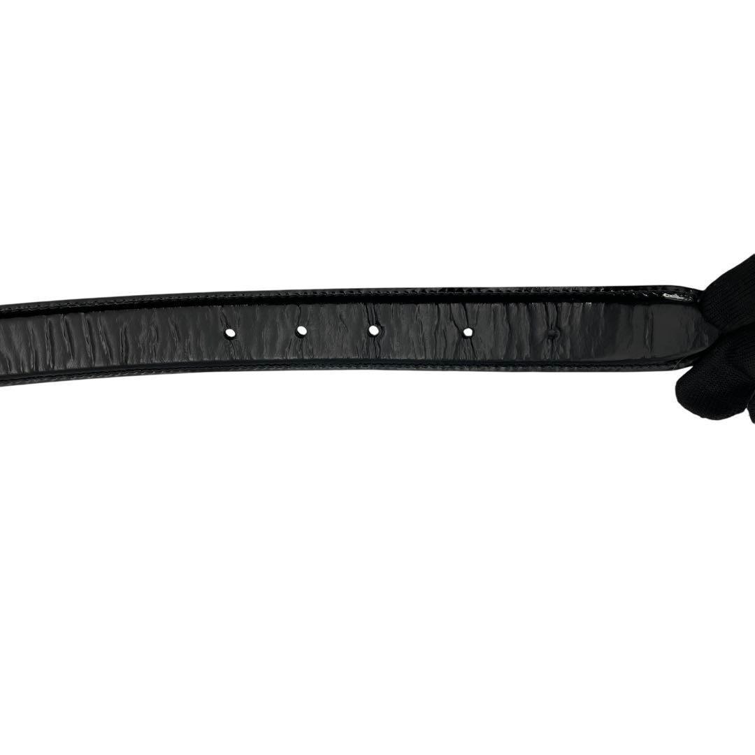 GUCCI - GUCCI グッチ エナメルレザー ベルト ブラック シルバー G