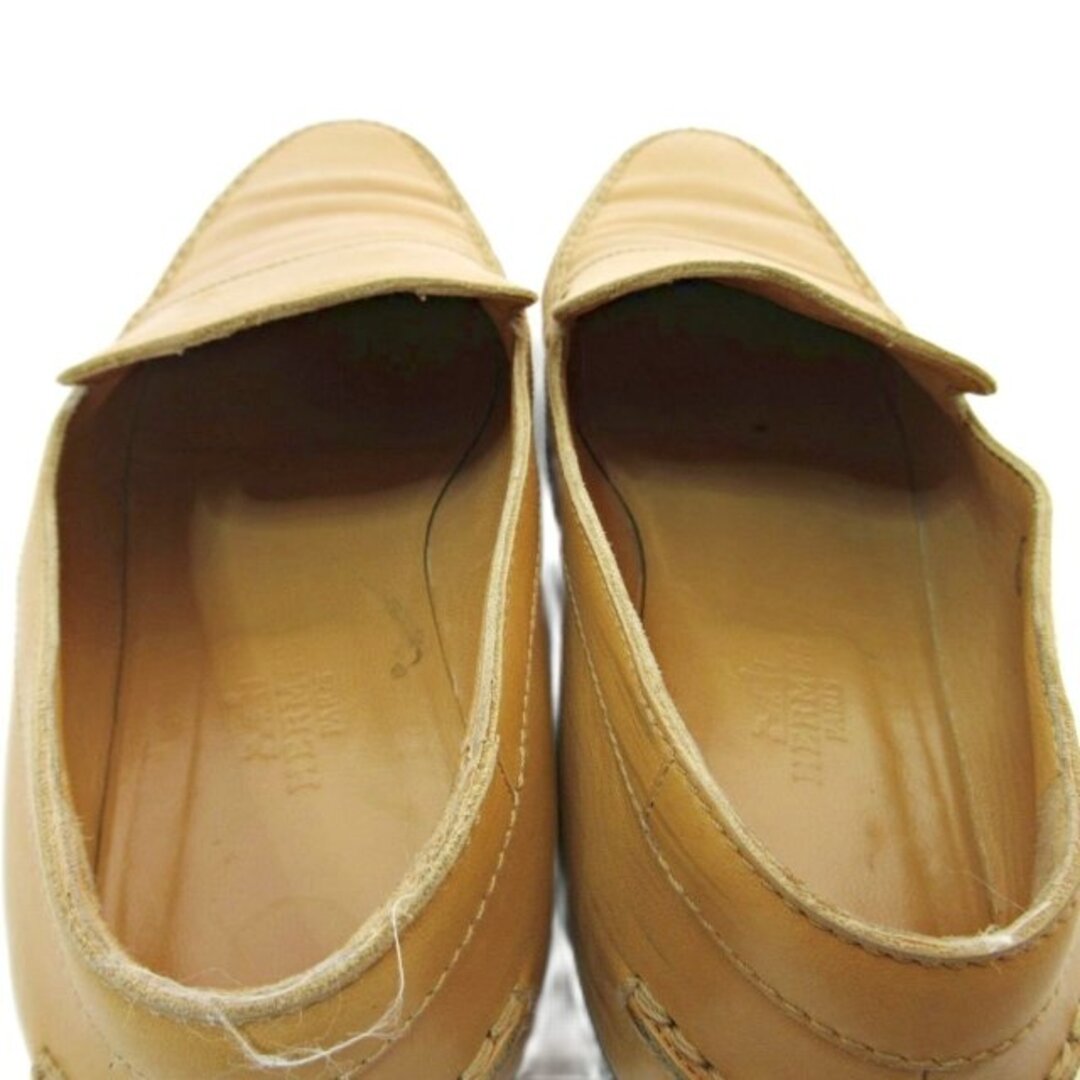 エルメス Hロゴステッチ オールレザー ローファー 37 23.5cm