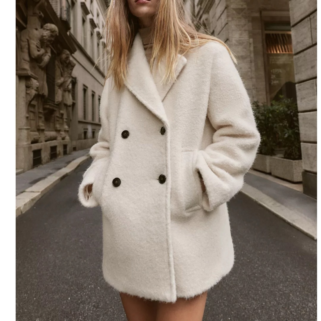 ZARA - 新品タグ🏷️ ZARA 正規品 ブークレダブルブレストミディコート