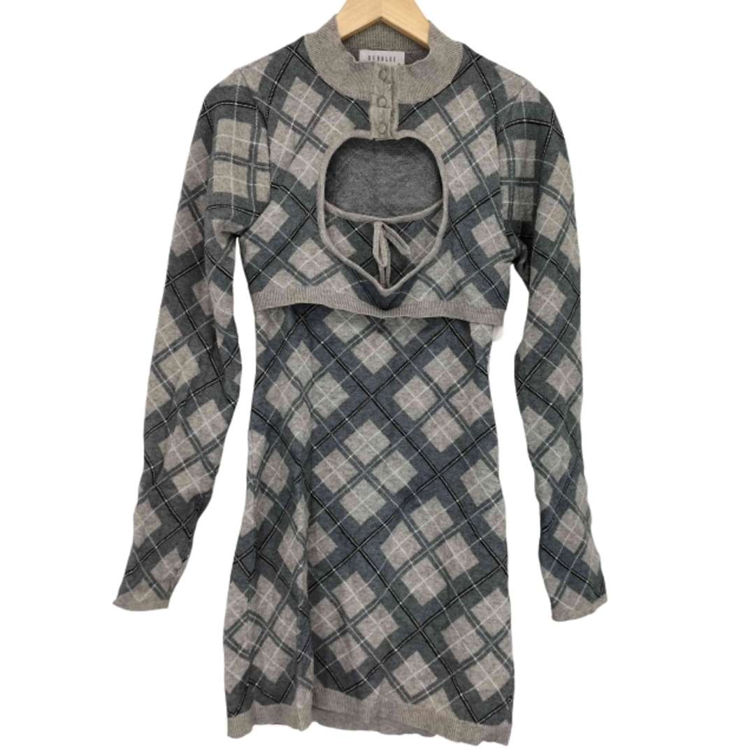 Bubbles - BUBBLES(バブルス) オープンネックチェックニットワンピース