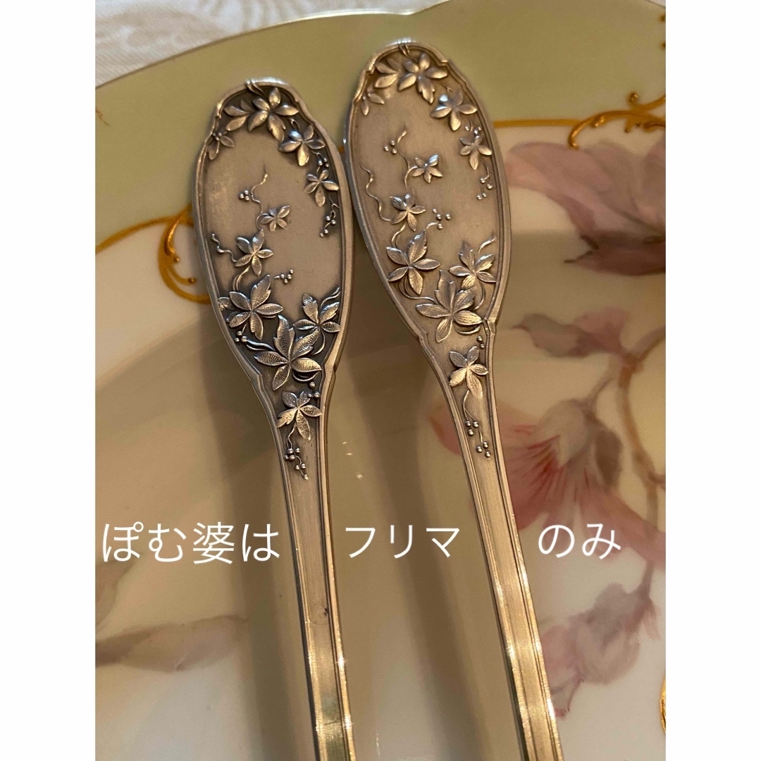 フランス／E.Lefebvre】純銀／デザートフォーク＆デザートスプーンの