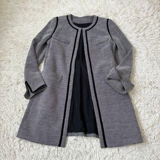 Theory luxe - theory luxe モノトーン ノーカラーツイードコート 40の