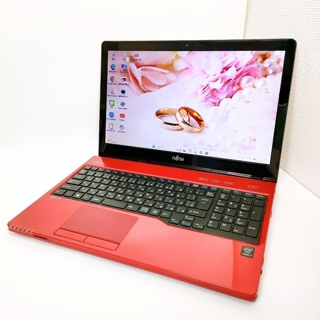 富士通 - Corei7✨️Windows11 SSD オフィス付き赤ノートパソコン