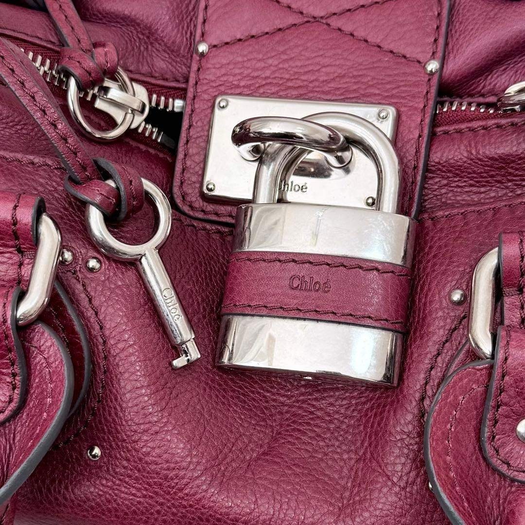 Chloe - 美品 Chloe クロエ パディントン ハンドバッグ 南京錠 ワイン