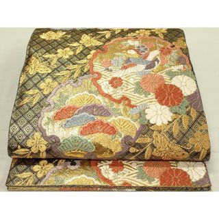 平和屋着物◎佐賀錦 六通柄袋帯 唐織 雪輪花鳥文 金糸 正絹 逸品