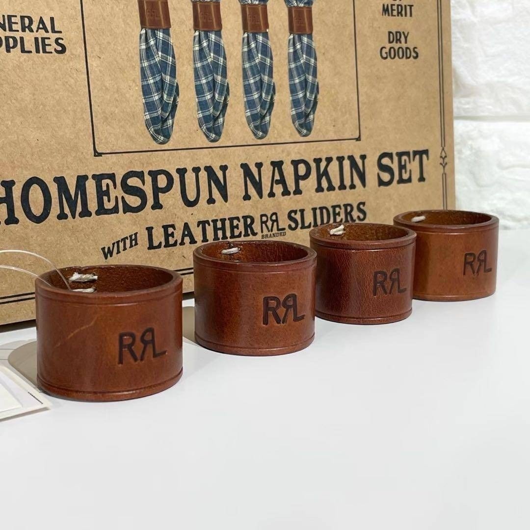 RRL - 【未使用】RRL チェックド ナプキン セット ウィズ レザー