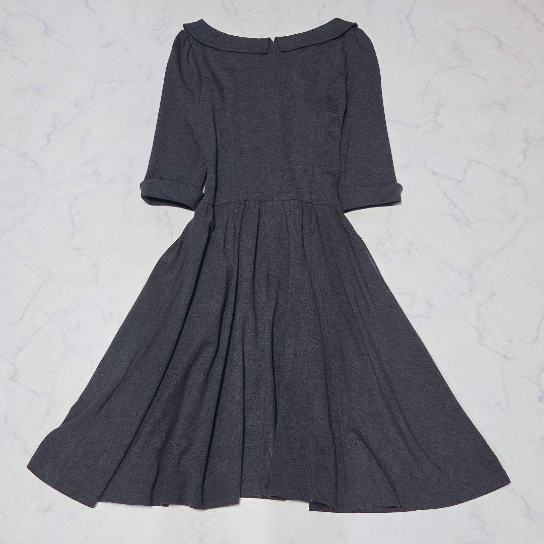 René - 美品✨ルネ Rene 襟付き フレア 5分袖 ワンピース Aライン