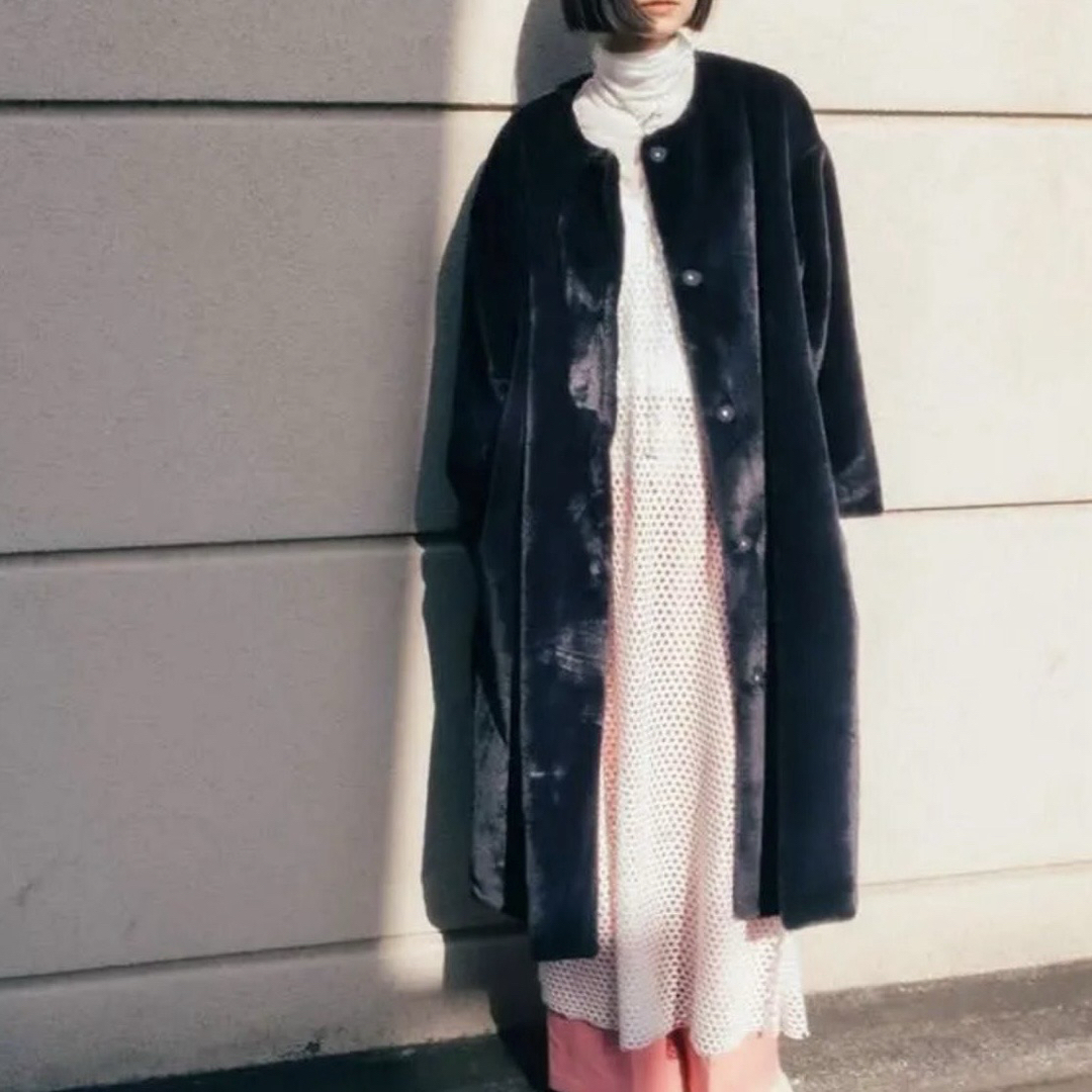 MARTE vintage ファーコート ネイビーの通販 by saki's shop｜ラクマ
