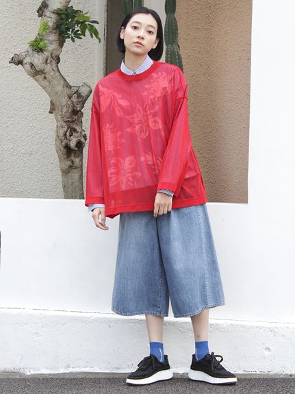 ドレープデニム ガウチョパンツ（デニムパンツ・ジーンズ）｜H.A.K