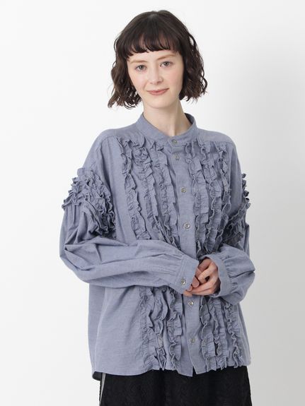 ブラッシュドツイル フリルブラウス（ブラウス）｜H.A.K（ハク