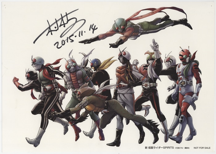 PG-8931]仮面ライダーSPIRITS 直筆サイン入りカラー複製イラスト 村枝賢一