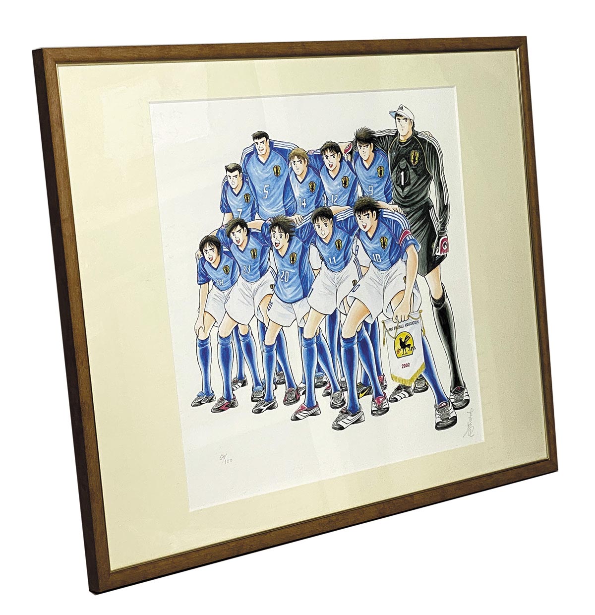 高橋陽一 直筆サイン入りカラー複製イラスト「キャプテン翼」