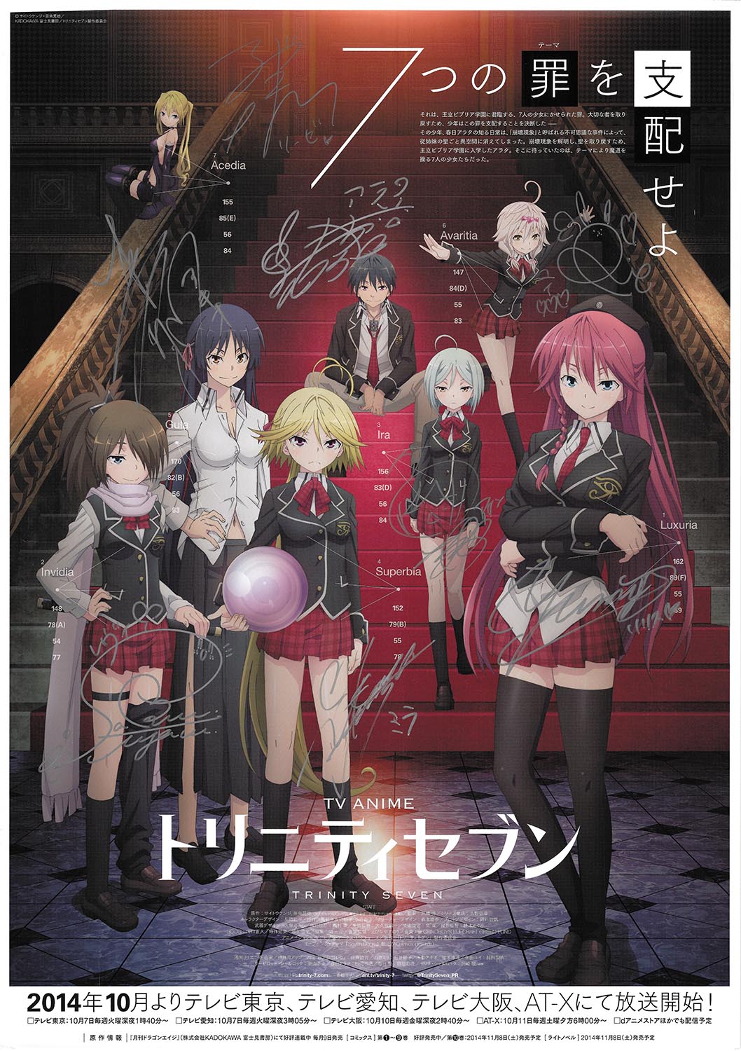 4307］ 出演声優 直筆サイン入りポスター「トリニティセブン」
