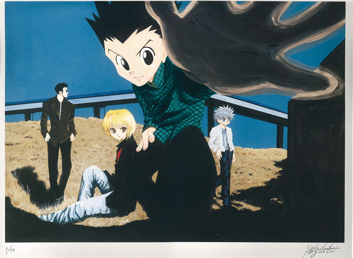 冨樫義博直筆サイン入りカラー複製イラスト「HUNTER×HUNTER」