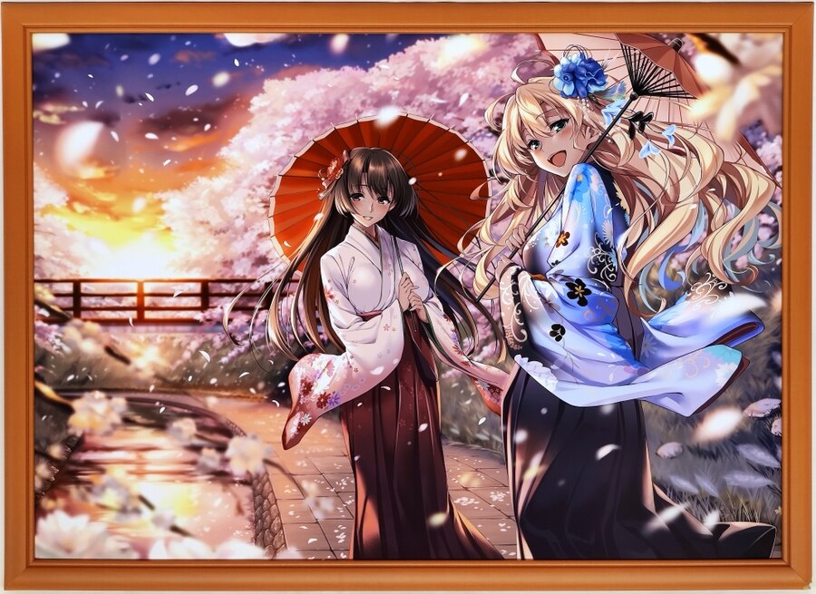 ピロ水 カラー複製イラスト 夕桜