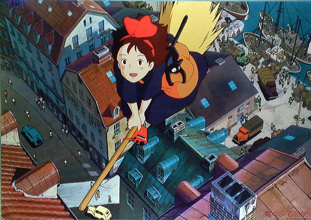 スタジオジブリ 宮崎駿 魔女の宅急便(空飛ぶキキ・ジジ) B2ポスター