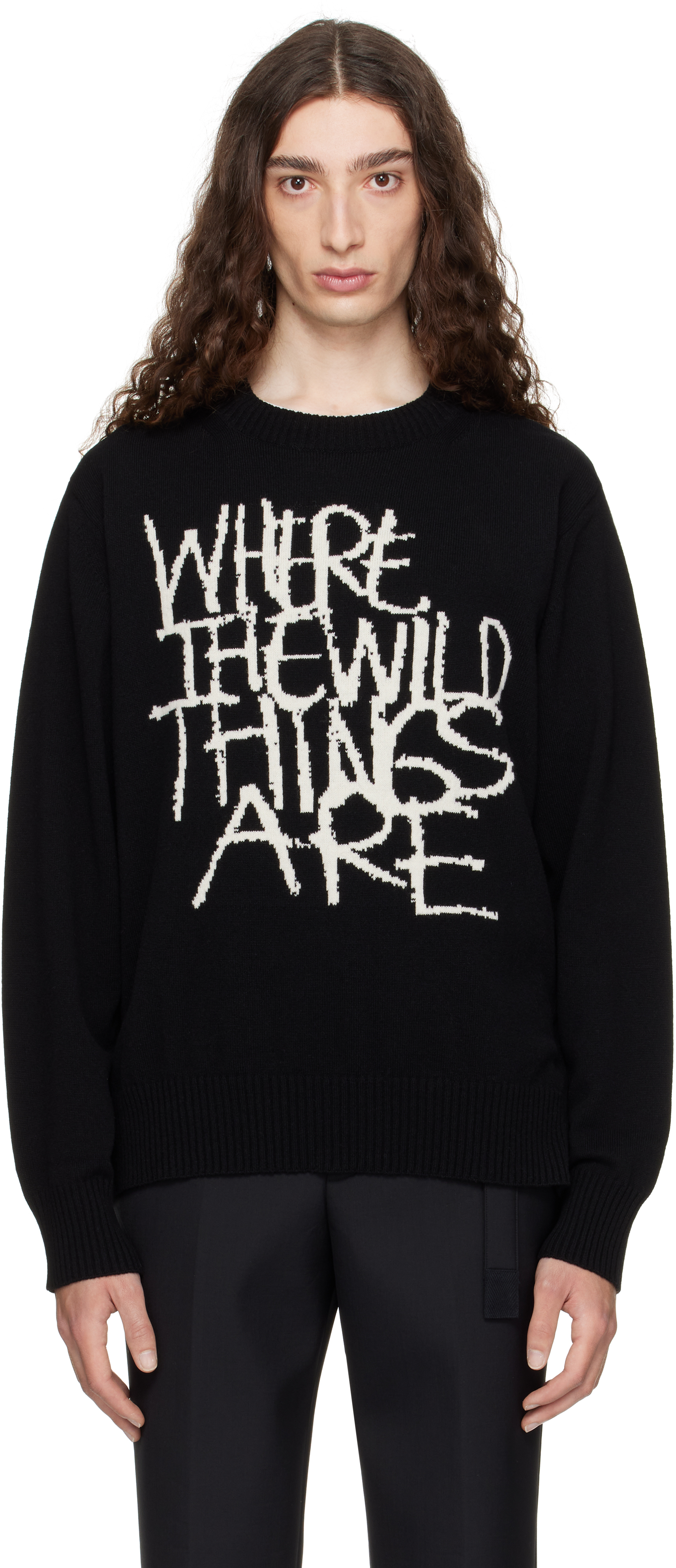 Black 'Where The Wild Things Are' Wool Sweater by sacai on Sale