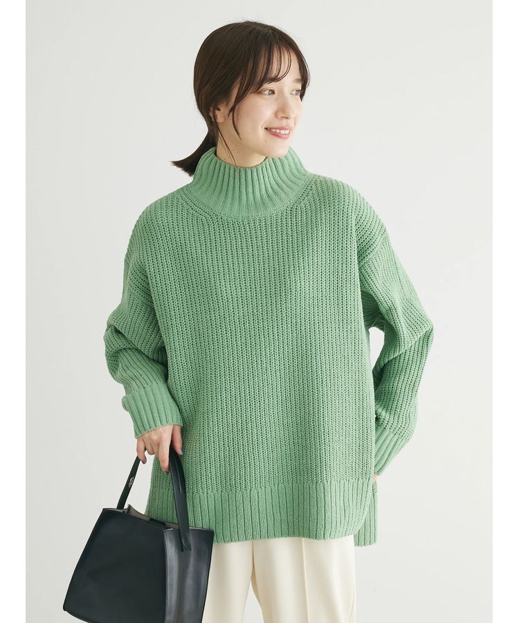 mokoモール畦ニット前後差プルオーバー/Green Parks（グリーン