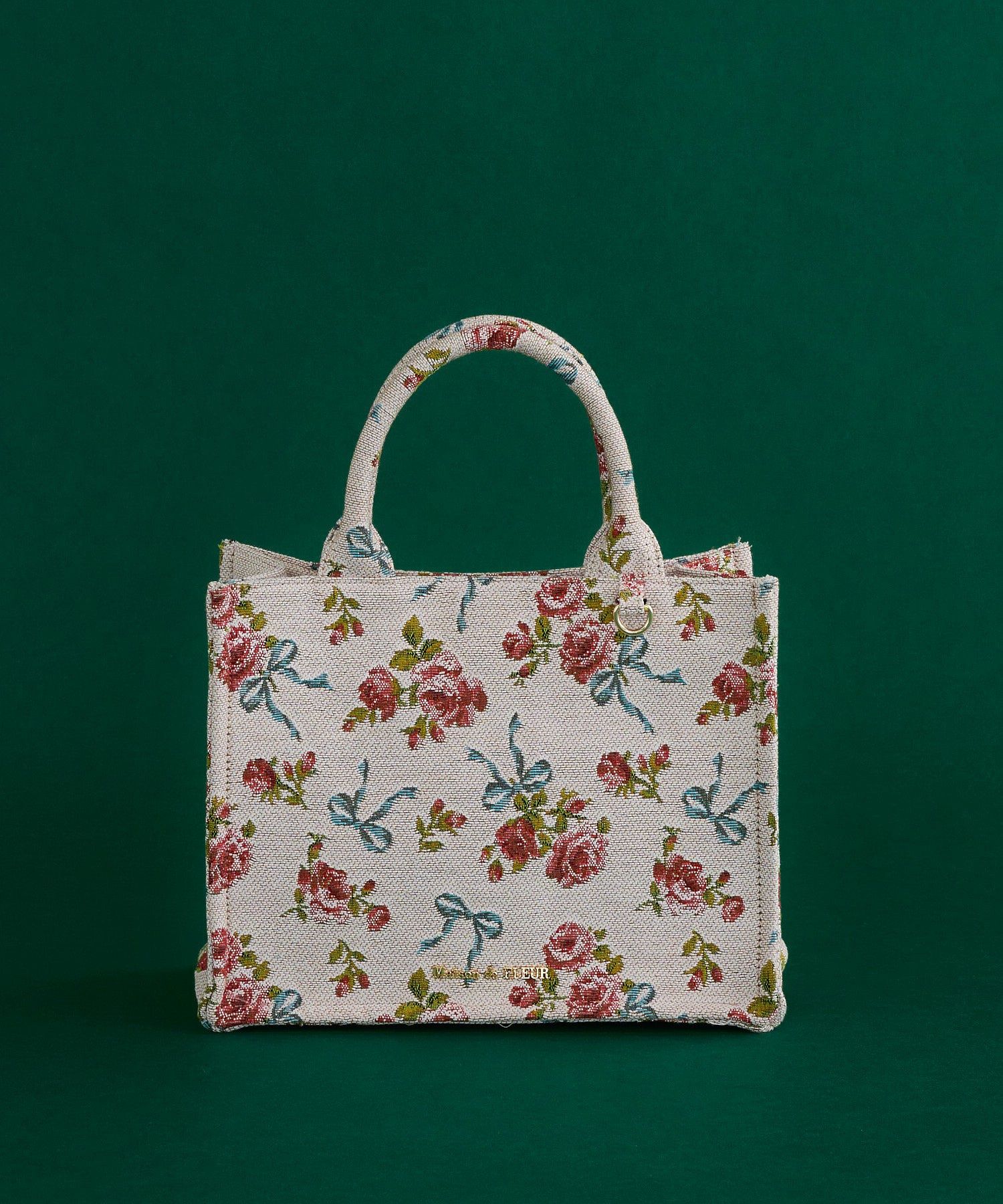ローズリボン柄ゴブランスクエアトートSバッグ/Maison de FLEUR