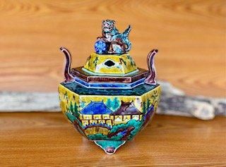 九谷焼 特大香炉 吉田屋獅子(Kutani Incense burner)-百華園