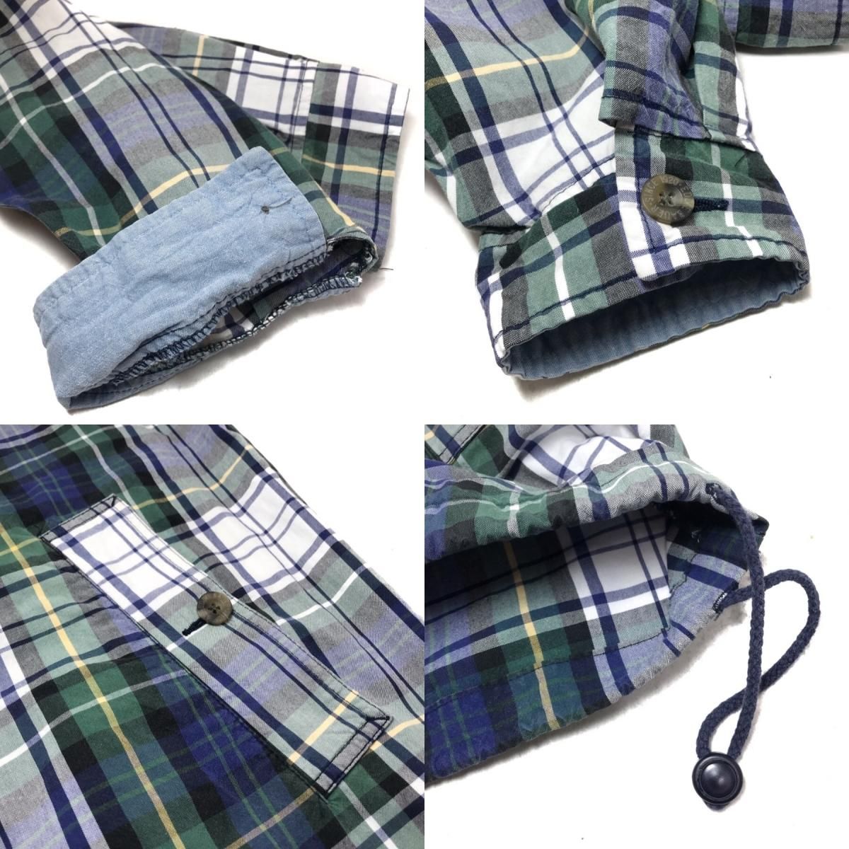 90s Eddie Bauer Check Cotton Anorak Parka 白緑青 M 白タグ エディー