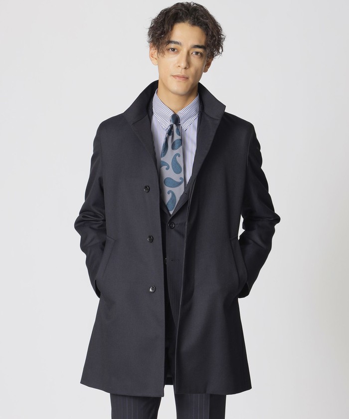 ウーステッドウール スタンドカラーコート(507793700)｜HANKYU MEN'S
