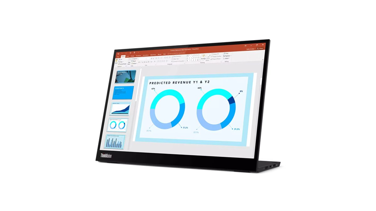 レノボ、重さ約600gの14型モバイル液晶「ThinkVision M14d」を48,400円