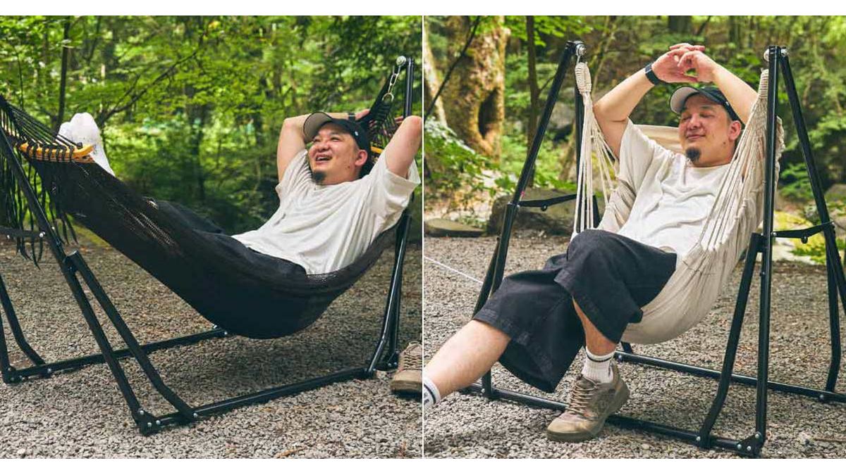 コメリで発見！ コスパ最強の自立式「2WAYハンモック」をキャンプで