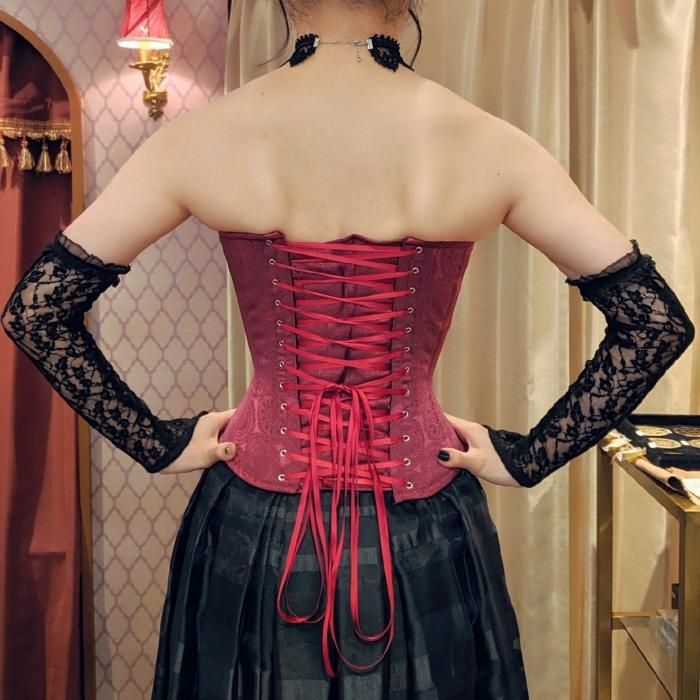 受注生産】レースプリントロングコルセット（ワイン） - 【公式