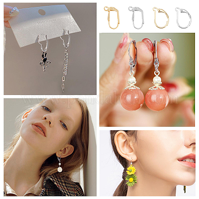 40個 4スタイル 真鍮フレンチフックピアス金具 ゴールデン＆シルバー