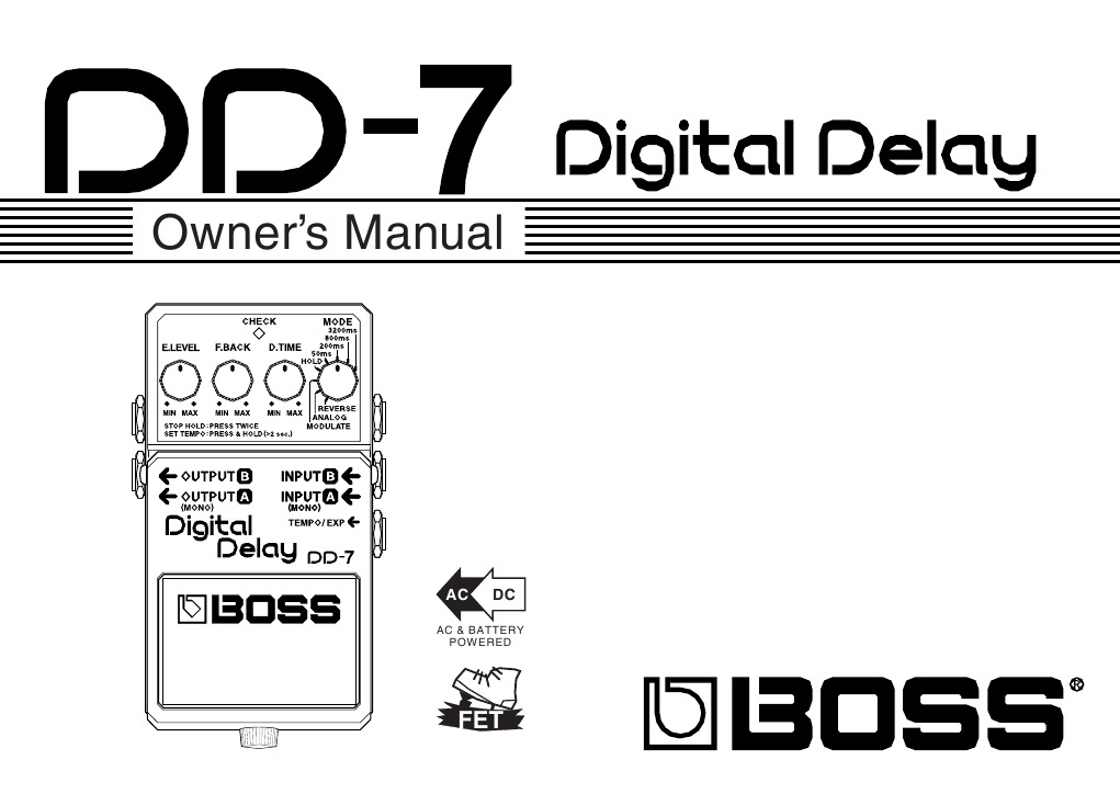 Manual BOSS Digital Delay (DD-7) | PDF | Power Supply
