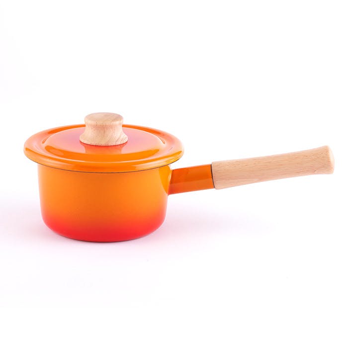 富士ホーロー コットン ホーロー ミルクパン 14cm 注ぎ口 蓋付き ガス