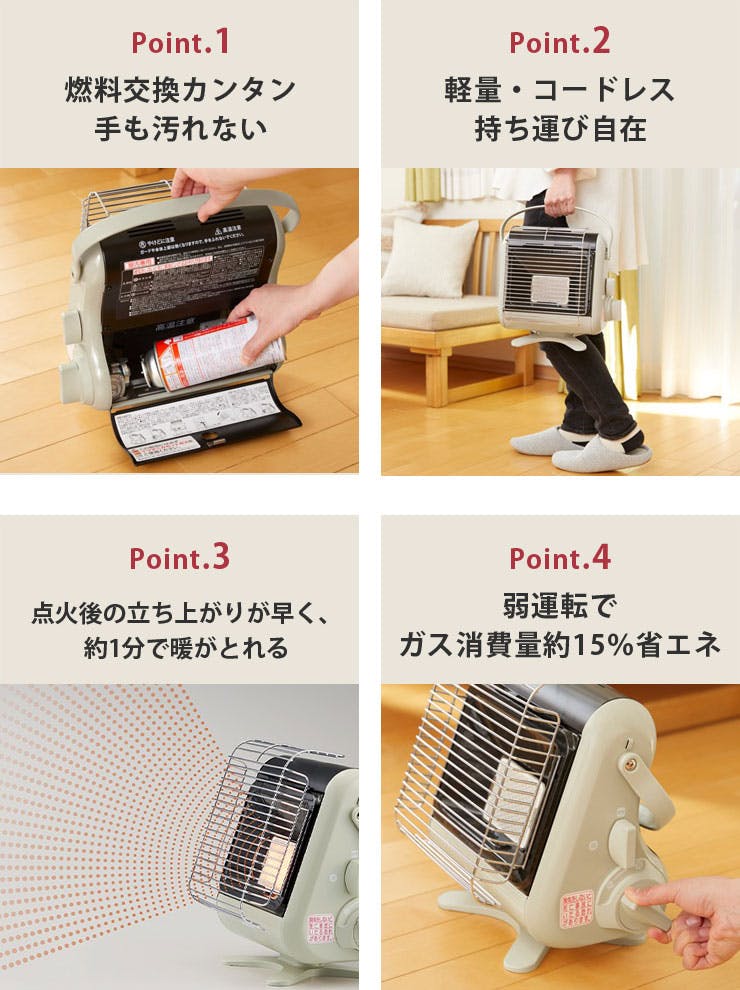 イワタニ カセットガスストーブ マイ暖 CB-STV-MYD2 ウォームホワイト