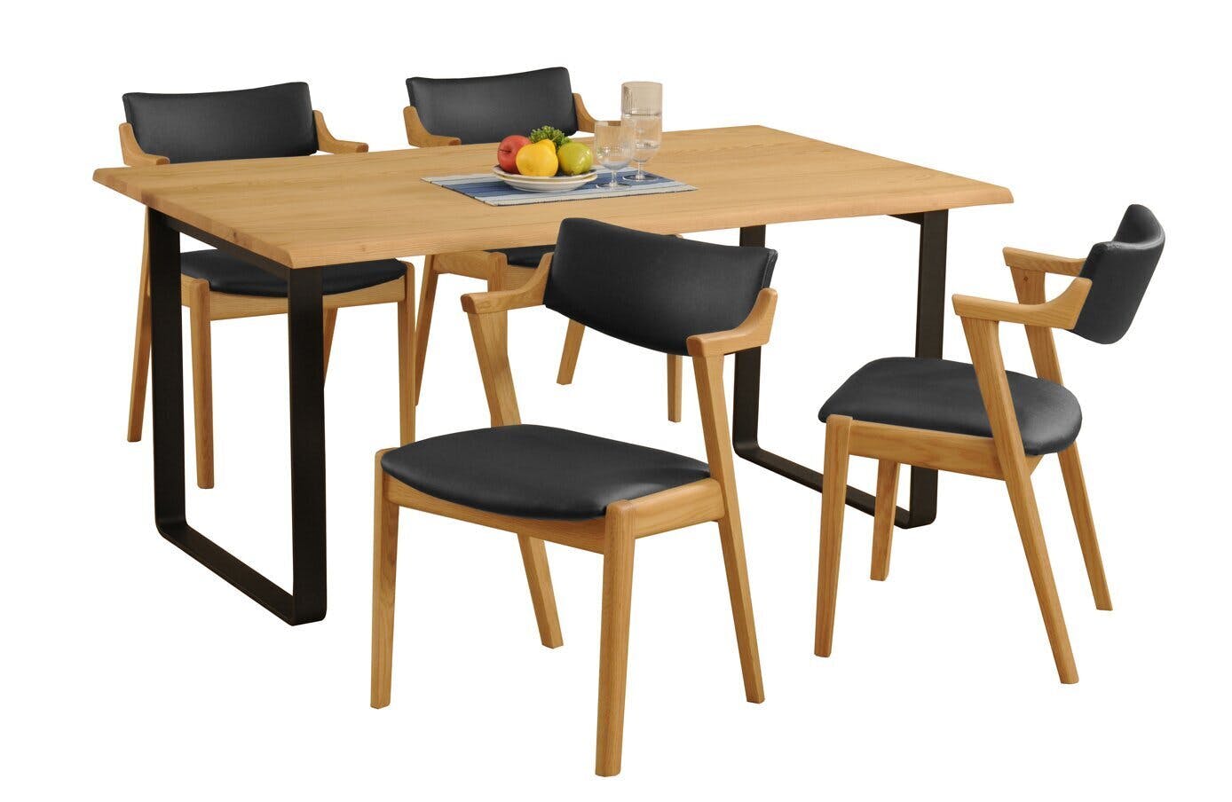 筑波産商 アルボル YUME2 205 セミアームチェア NR/BK ナチュラル