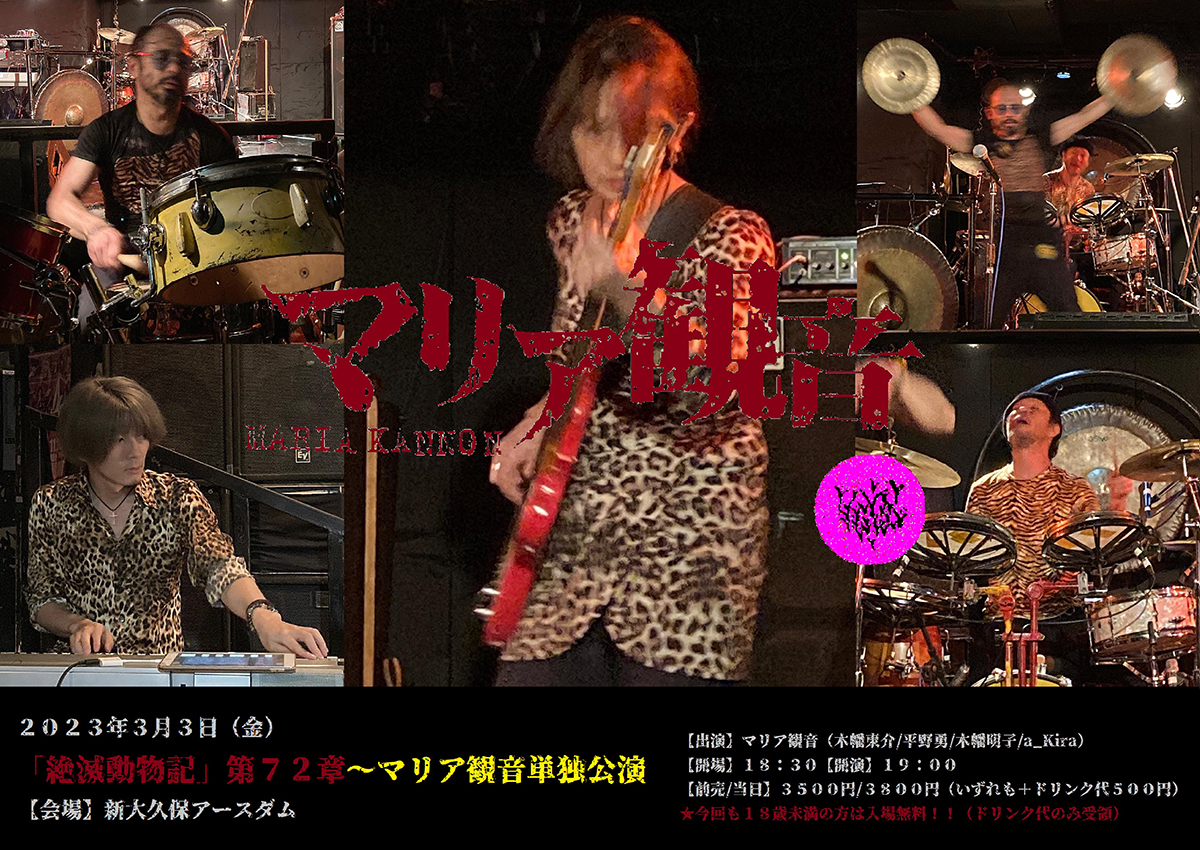 NEWS】イベント情報：マリア観音 単独公演「絶滅動物記」第72章 3/3