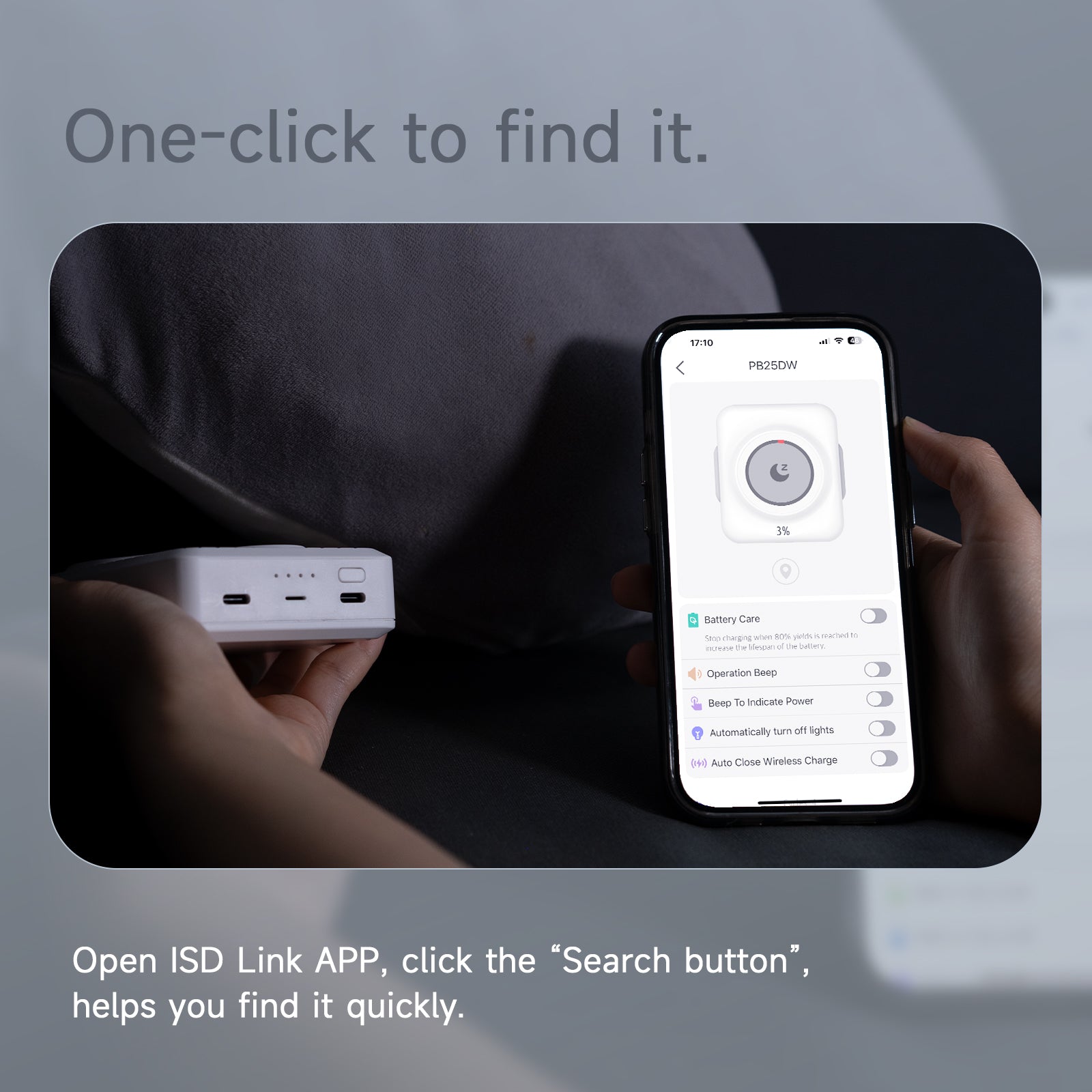 PB50 DW Portable Charger Power Bank,Smart Wireless Power Bank for