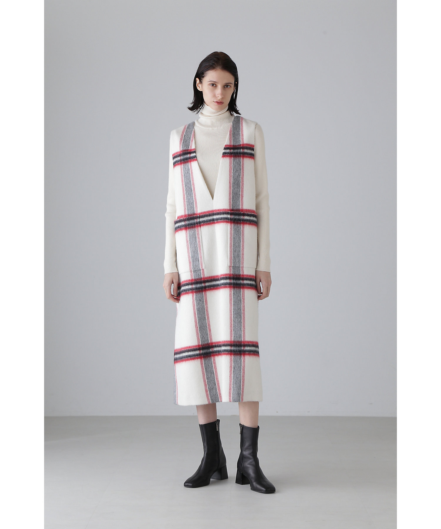 アルパカシャギーチェックワンピース（5314240007） | ADORE