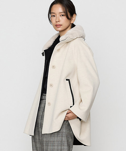 アンゴラウール Aラインショートコート（0115WI03） | COMME