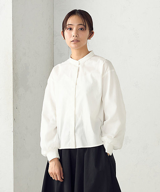 シア―ドッキング ボリュームスリーブ ブラウス（1215IK04