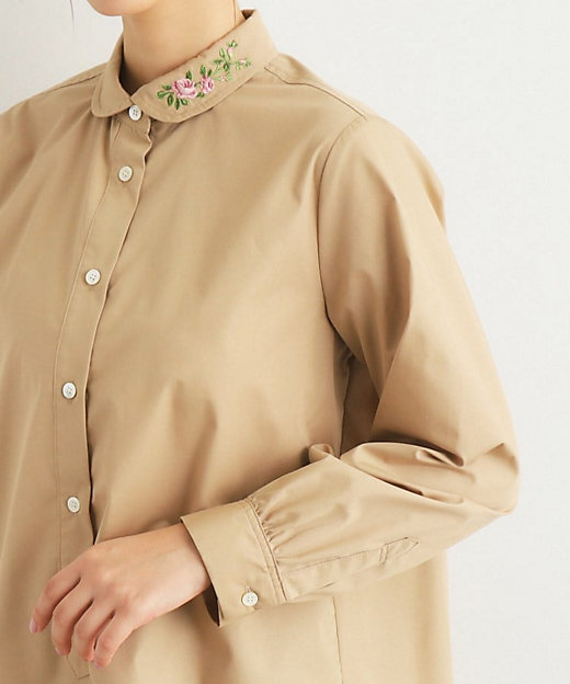 襟刺繍】ラウンドカラーブラウス（2002352289） | LAURA